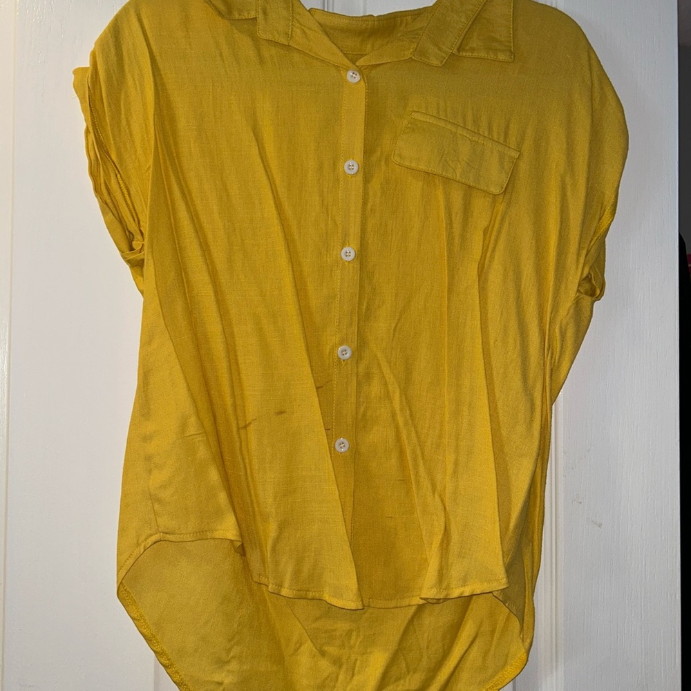 Women's Yellow Button-Up Top